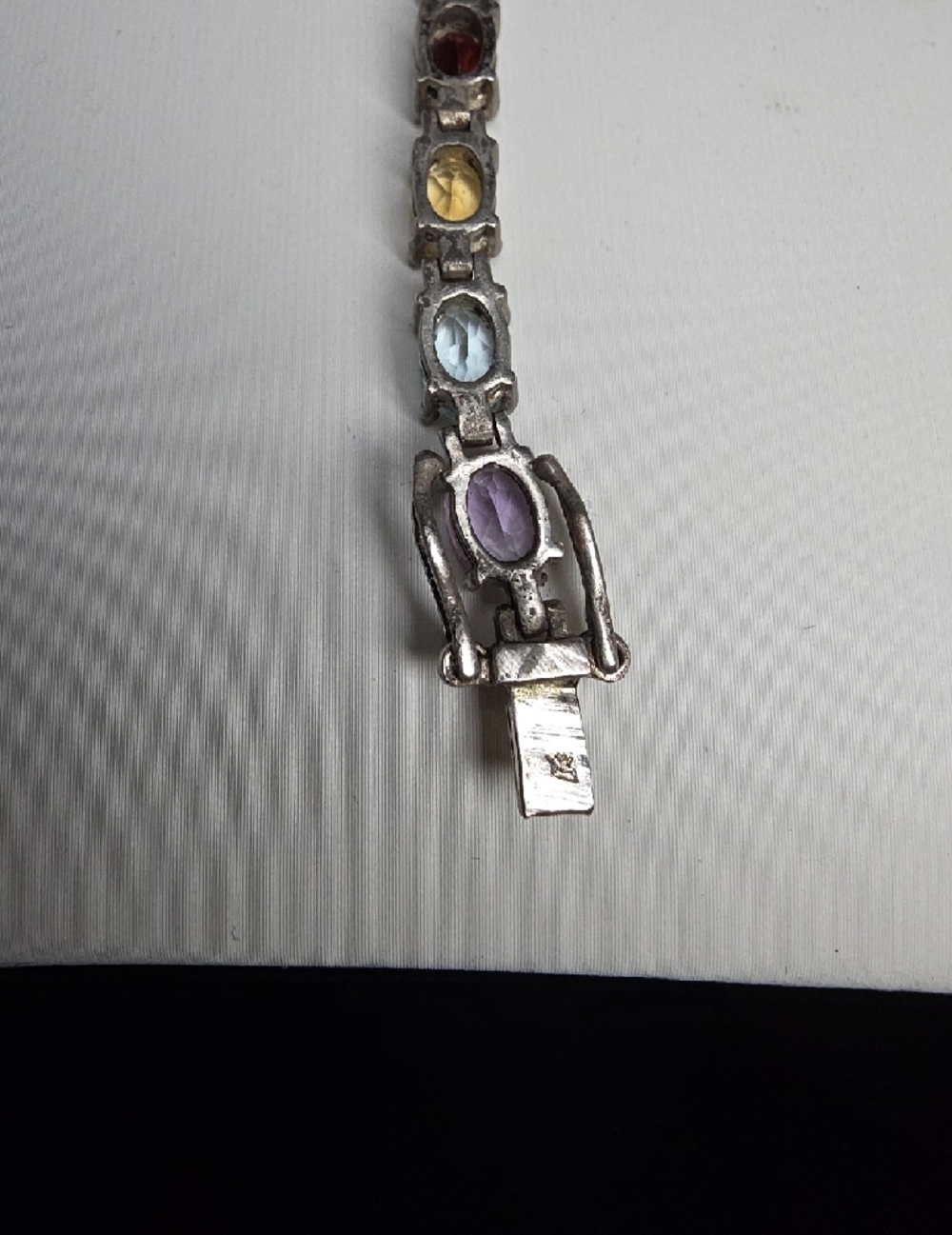 Estate Multi-Color Gemstone Tennis Bracelet - Women Jewelry - Picture 3 of 8